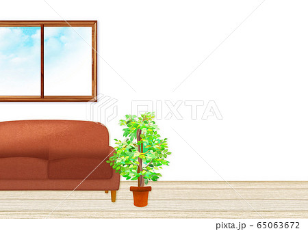 バーチャル背景 リモート会議 窓 部屋 窓辺のイラスト素材