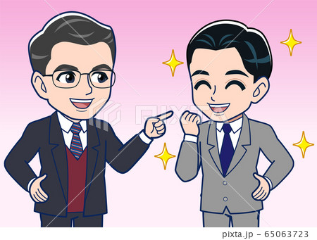 成長する部下と褒める上司のイラスト素材