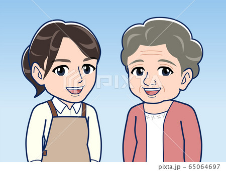 子育て中のママとおばあさん 子育て中のママとおばあさん 65064697