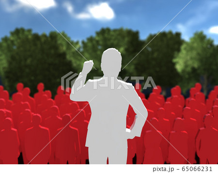 CG立体イラスト 人々の前で熱弁をふるう男性 リーダーシップ CG立体イラスト 人々の前で熱弁をふるう男性 リーダーシップ 65066231