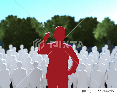 CG立体イラスト 人々の前で熱弁をふるう男性 リーダーシップ CG立体イラスト 人々の前で熱弁をふるう男性 リーダーシップ 65066245