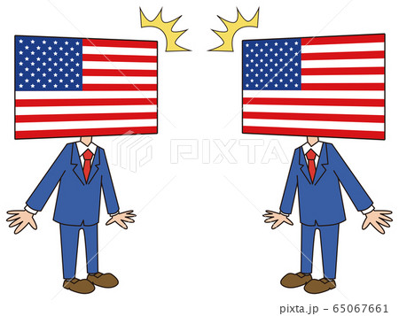 アメリカ 米国 国旗 キャラクター 擬人化 おどろくのイラスト素材