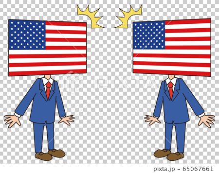 アメリカ 米国 国旗 キャラクター 擬人化 おどろくのイラスト素材