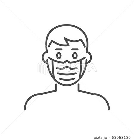 Man with medical mask related vector thin line icon. 65068156