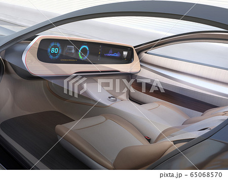 高速道路走行中のステアリングレスEVのイメージ。完全自動運転のコンセプト 高速道路走行中のステアリングレスEVのイメージ。完全自動運転のコンセプト 65068570