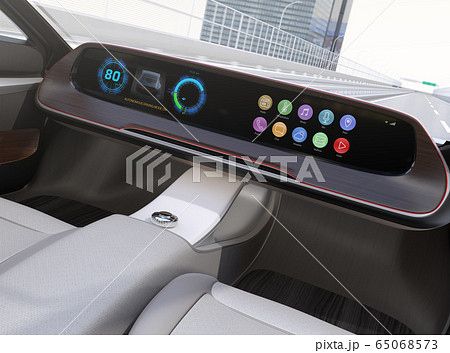 高速道路走行中のステアリングレスEVのイメージ。完全自動運転のコンセプト 65068573
