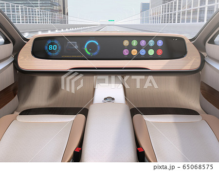 高速道路走行中のステアリングレスEVのイメージ。完全自動運転のコンセプト 65068575