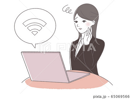 Wi Fiが繋がらない女性のイラスト素材