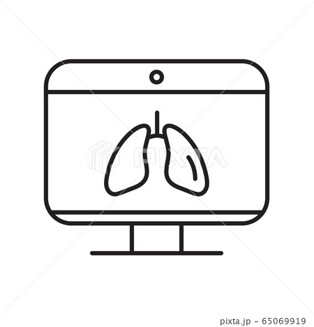 Line icon online doctor, lungs on the monitor laptop respiratory disease consultant medical protection covid 19 vector illustration coronavirus Line icon online doctor, lungs on the monitor laptop respiratory disease consultant medical protection covid 19 vector illustration coronavirus 65069919