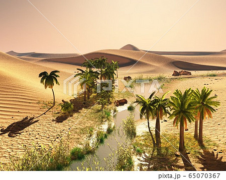 Beautiful Natural Background African Oasis 3d のイラスト素材