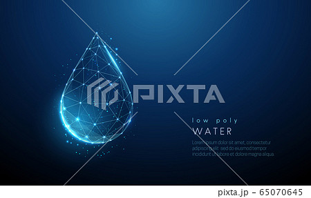 Falling drop of water. Low poly style design 65070645