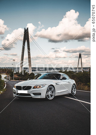 White sport car in the bridge background 65070745