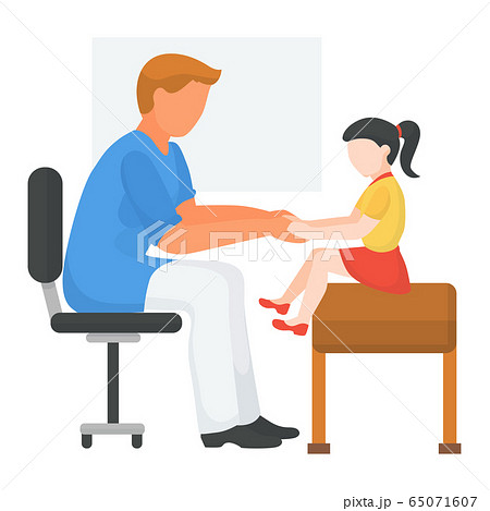 Doctor with child at hospital, health medical examination, vector illustration. Kid at physician appointment, patient treatment. 65071607