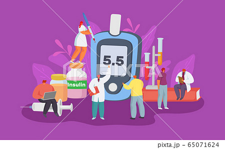 Diabetes disease care with glucometer equipment vector illustration. diabetic diagnosis test glucose in blood, healthy sugar level 65071624