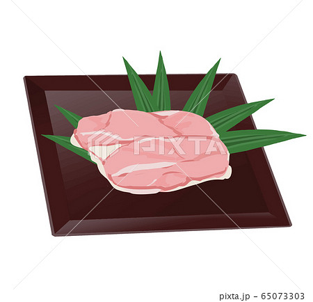 お皿に乗った鶏もも肉の食材イラストのイラスト素材