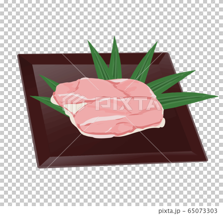 雞大腿在盤子上的成分的插圖 65073303