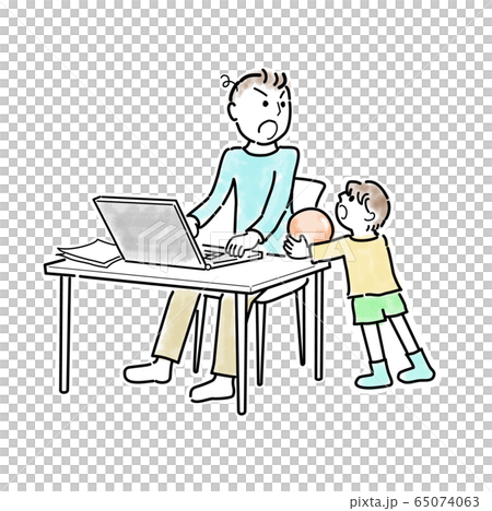 リモートワーク, テレワーク, 在宅, 在宅ワーク, ノートパソコン, 家族, 仕事中, 子供, リモートワーク, テレワーク, 在宅, 在宅ワーク, ノートパソコン, 家族, 仕事中, 子供, 65074063