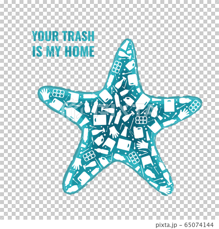 Starfish plastic trash planet pollution concept Starfish plastic trash planet pollution concept 65074144