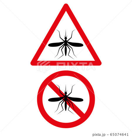 No Mosquito Icon red triangle, circle warning sign 65074641