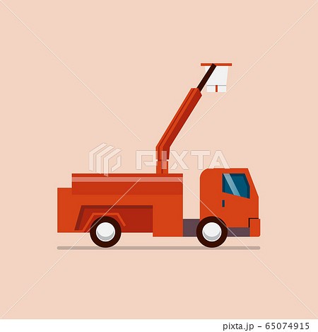 Red truck with crane 65074915