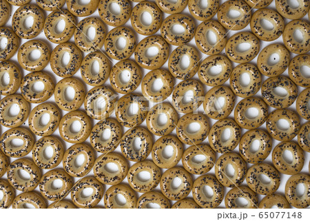 Delicious bagels with poppy seeds as background. 65077148