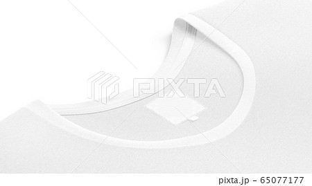 Blank white t-shirt collar with square label mockup, side view 65077177
