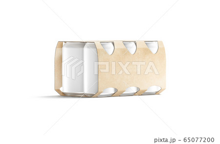Blank craft six beer can cardboard pack mockup, half-turned view Blank craft six beer can cardboard pack mockup, half-turned view 65077200