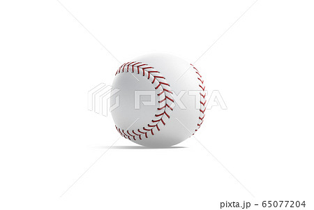Blank white baseball ball with red seam mockup, half-turned view 65077204