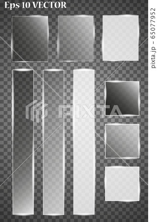 Glass plates are installed. Vector glass banners on a transparent background. Glass. Glass paintings. Color frames. 65077952