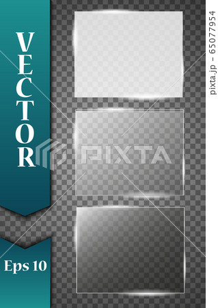 Glass plates are installed. Vector glass banners on a transparent background. Glass. Glass paintings. Color frames. Glass plates are installed. Vector glass banners on a transparent background. Glass. Glass paintings. Color frames. 65077954