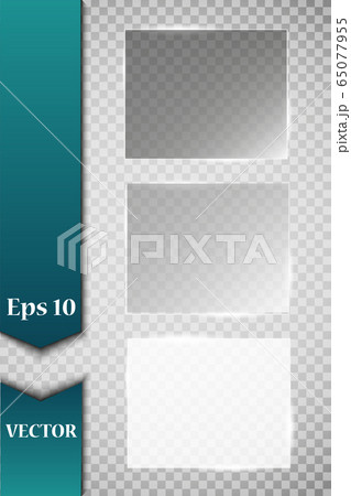 Glass plates are installed. Vector glass banners on a transparent background. Glass. Glass paintings. Color frames. Glass plates are installed. Vector glass banners on a transparent background. Glass. Glass paintings. Color frames. 65077955