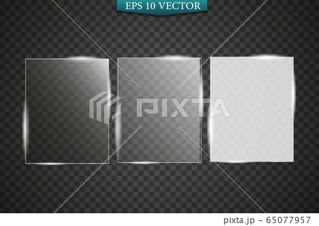 Glass plates are installed. Vector glass banners on a transparent background. Glass. Glass paintings. Color frames. Glass plates are installed. Vector glass banners on a transparent background. Glass. Glass paintings. Color frames. 65077957