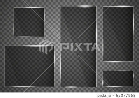 Glass plates are installed. Vector glass banners on a transparent background. Glass. Glass paintings. Color frames. 65077968