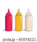 Ketchup, mustard and mayonnaise bottles. 65078221