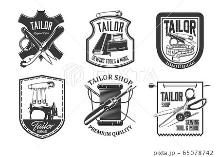 Sewing Icons Tailor Shop Needle Sewing Machineのイラスト素材