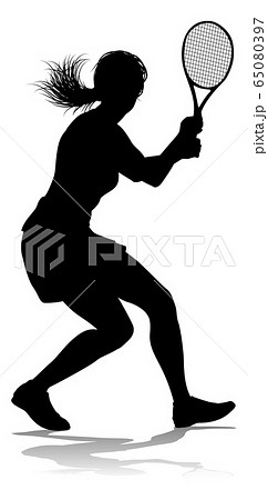 Tennis Silhouette Sport Player Woman 65080397