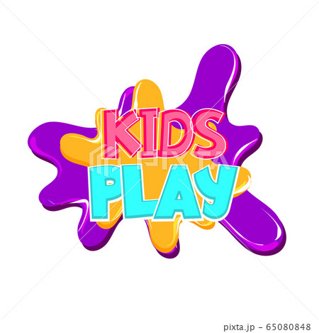 Kids zone comic text badge on splash sticker. Kids zone comic text badge on splash sticker. 65080848