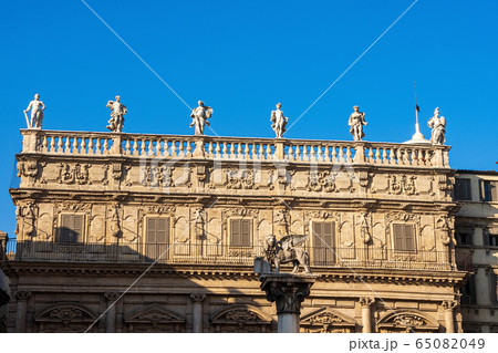 Maffei Palace and Winged Lion of St Mark - Piazza delle Erbe Verona Italy 65082049