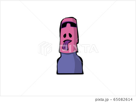 Front view of Moai with sunglasses and tongue out 65082614
