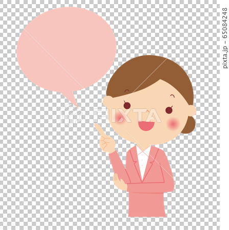 吹き出し ポイント スーツの女性 吹き出し ポイント スーツの女性 65084248