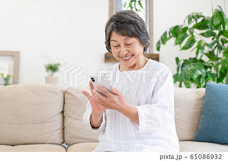 女性 シニア スマホ オンライン帰省 女性 シニア スマホ オンライン帰省 65086932