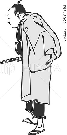 浮世絵　武士　その24　白黒 65087863