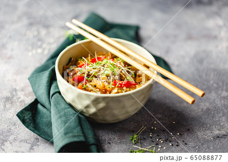 Noodles and green beans. Noodles and green beans. 65088877