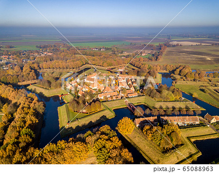 Aerial view of Fortification village of Bourtange Aerial view of Fortification village of Bourtange 65088963