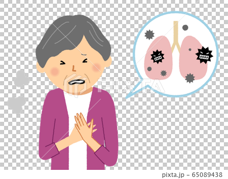 肺炎　高齢者　シニア女性 65089438