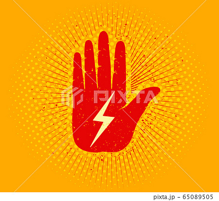 hand with lightning hand with lightning 65089505