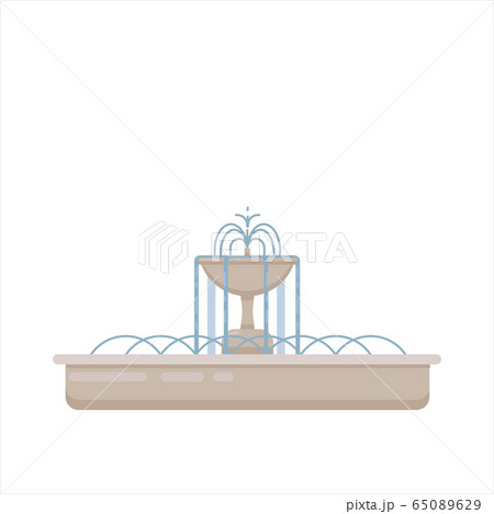 Flat vector illustration of fountain with bowl and 65089629