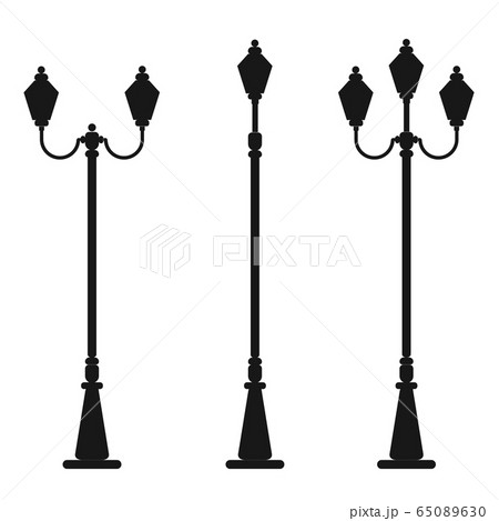 Streetlight vintage lamp silhouette isolated on 65089630