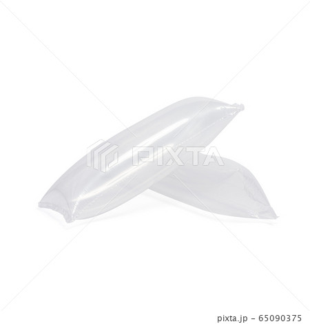 Inflatable air buffer plastic bags isolated on white background. Cushion blocking bag that creates protection for goods inside parcel during delivery. Object isolated on white with clipping path 65090375
