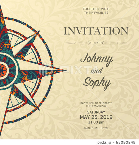 Windrose invitation floral pattern background 65090849